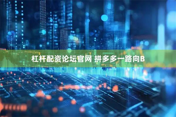杠杆配资论坛官网 拼多多一路向B